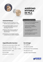 Audífono Invisible de Pila