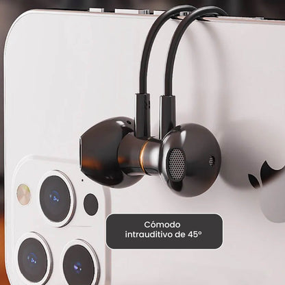 Audífonos BTL · diseño intraauricular 45°