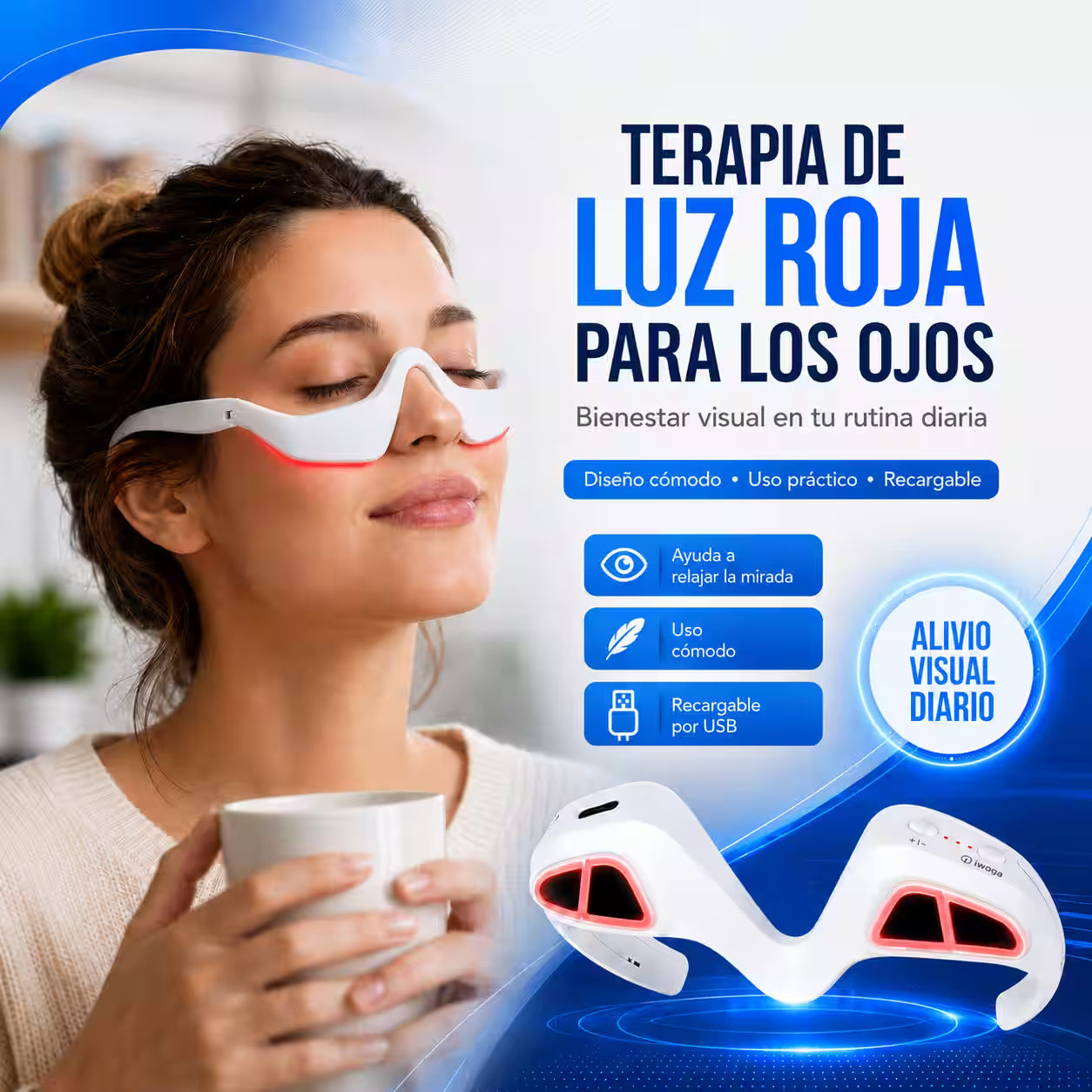 Gafas de Terapia de Luz Roja para ojeras
