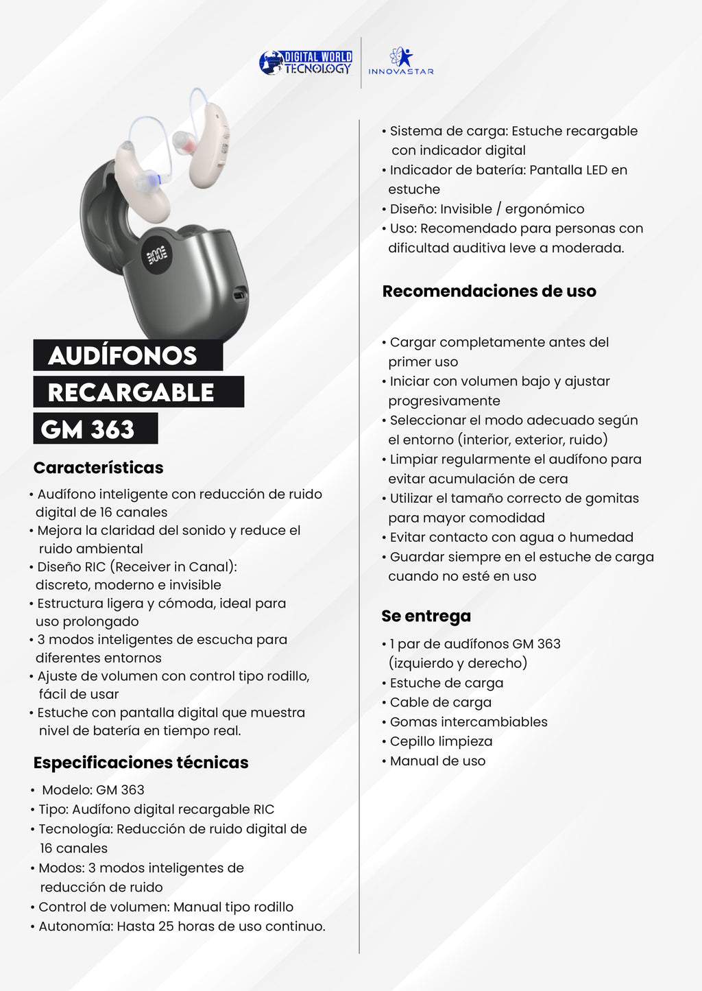 AUDÍFONO GM 363 RECARGABLE
