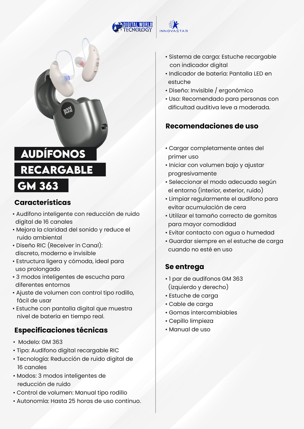 AUDÍFONO GM 363 RECARGABLE