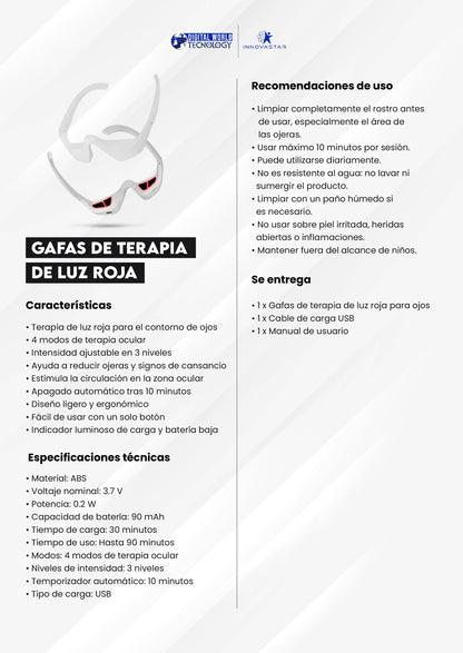 Gafas de Terapia de Luz Roja WEB · ficha técnica