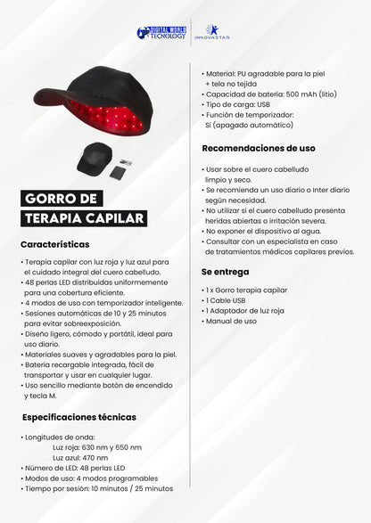 Gorro de Terapia Capilar WEB · ficha técnica