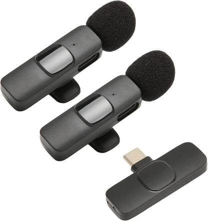 Micrófono K9 · kit de dos micrófonos inalámbricos con receptor USB-C